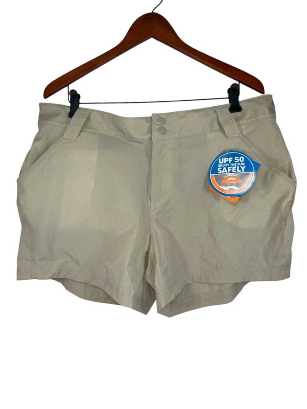 Columbia PFG Coral Point III Shorts Womens 18W UPF 50 Omni Shade NWT Beige Tan